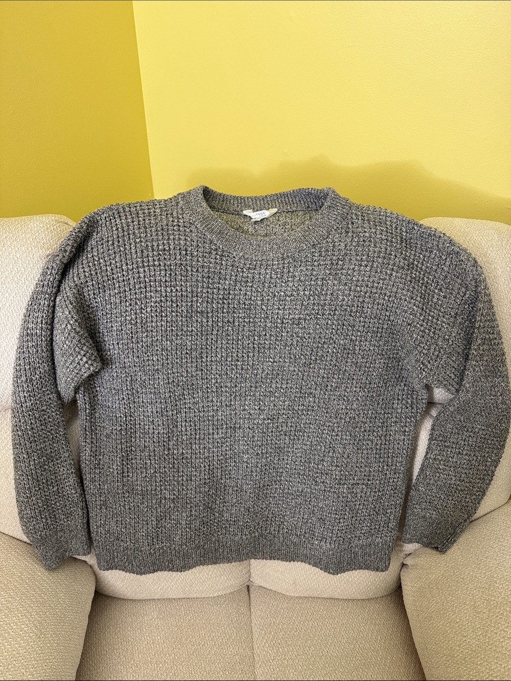 Time and Tru Gray Men's Crewneck Textured Sweater